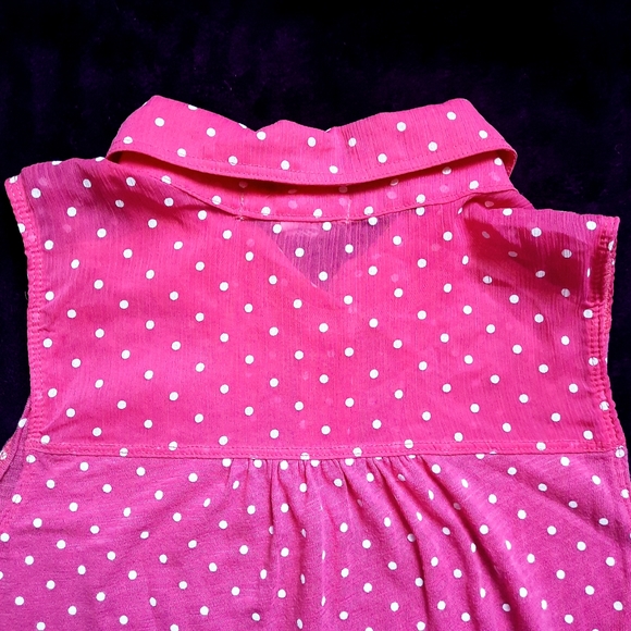 Aéropostale M Pink Polkadot Buttoned Sleeveless Blouse - Picture 6 of 7